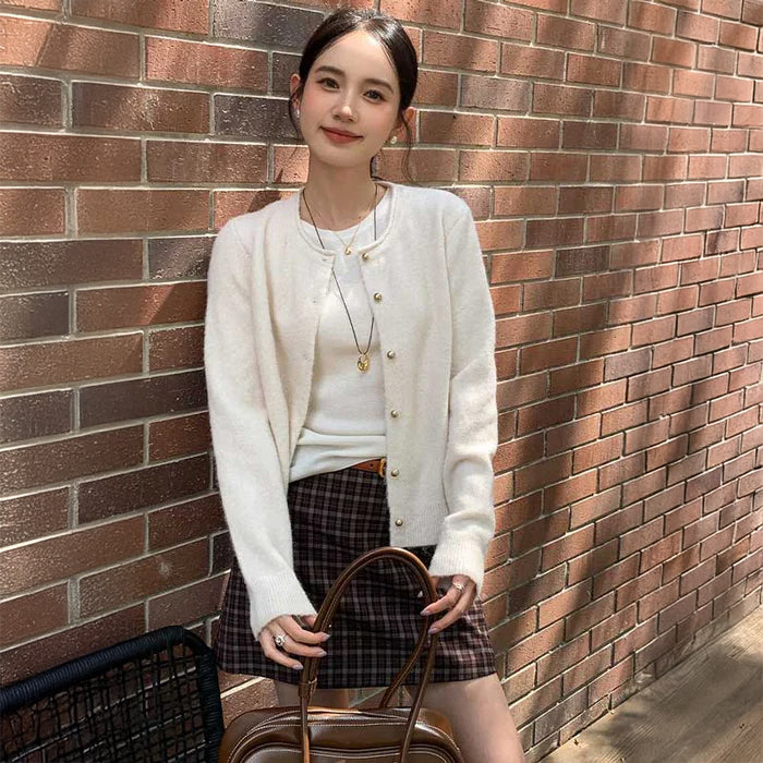 クルーネックベーシックカーディガン(2colors)