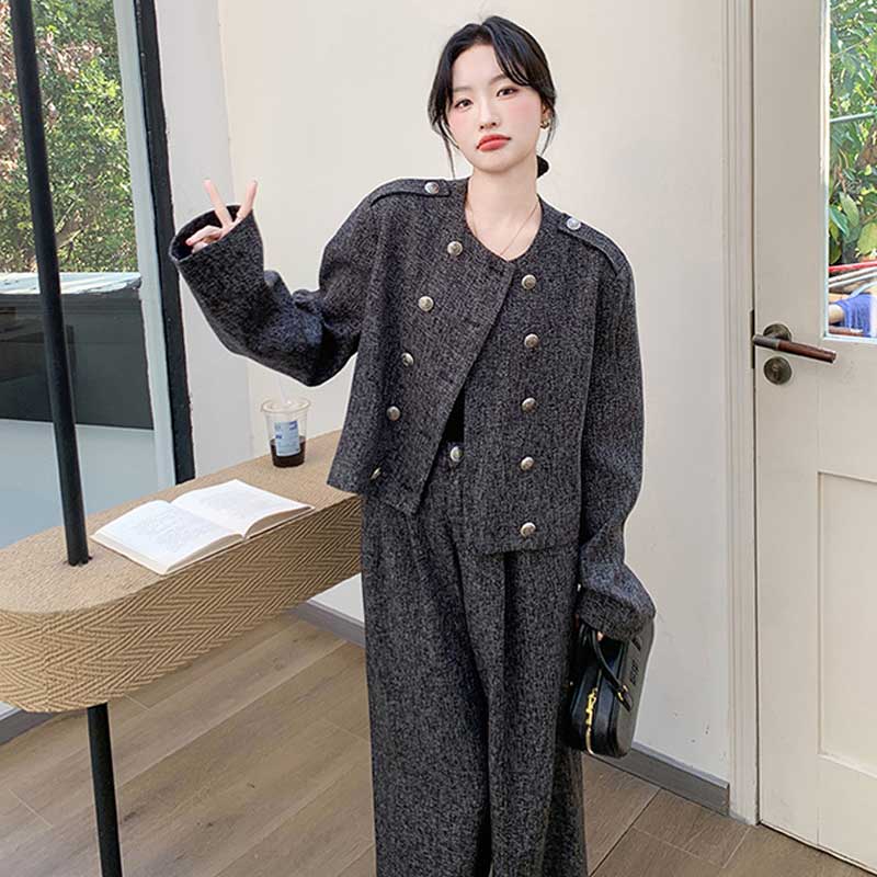 ミックスグレーセットアップ（灰）秋/冬 洗練された大人のマニッシュ