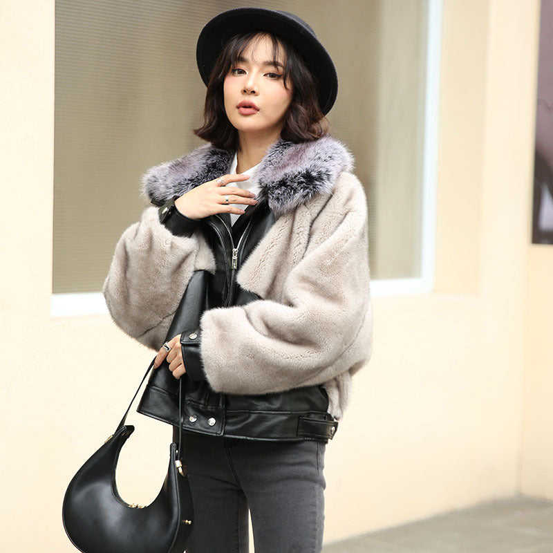 フェイクファーデザインPUジャケット