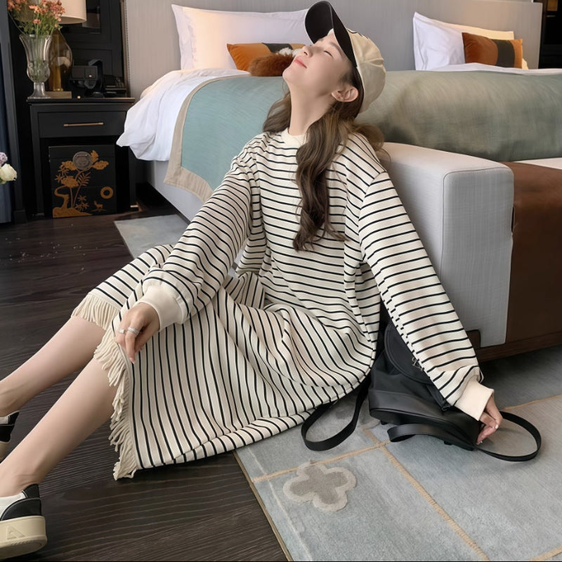 フリンジデザインボーダーワンピース