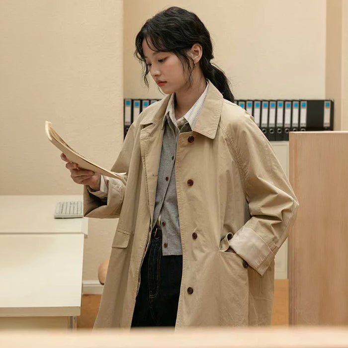 ラグランスリーブスプリングコート(ベージュ)春/秋 飾らない ラグランスリーブスプリングコート(ベージュ)春/秋 飾らない