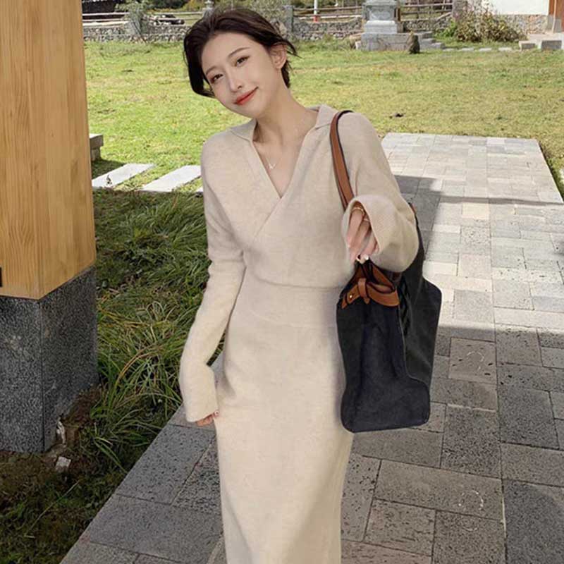 カシュクールニットワンピース