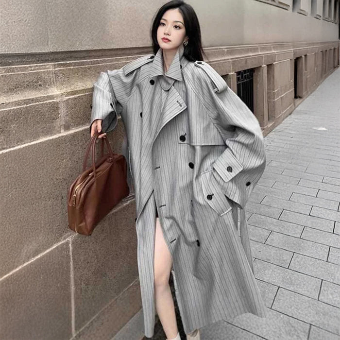 ストライプマキシトレンチコート