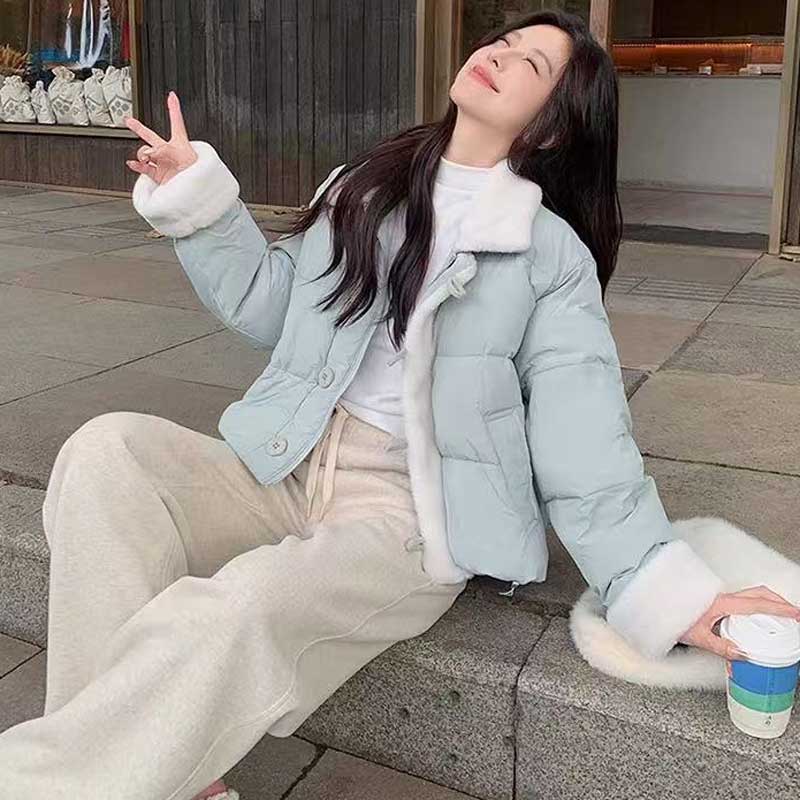 ファー襟ショート丈ダウンジャケット(2colors)