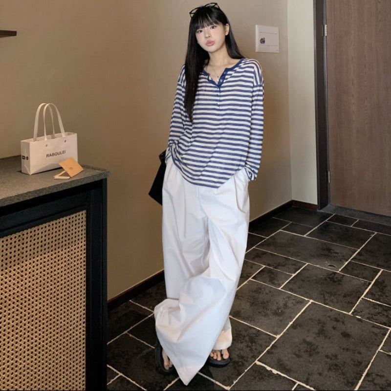 ストライプヘンリーロングTシャツ