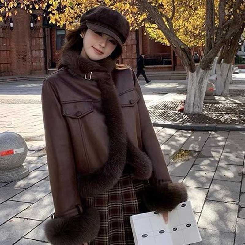 ファートリミングレザージャケット(3colors)