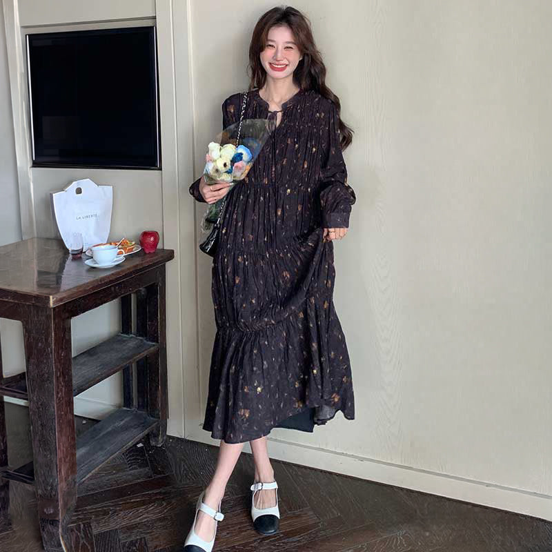 ギャザーティアードロングワンピース