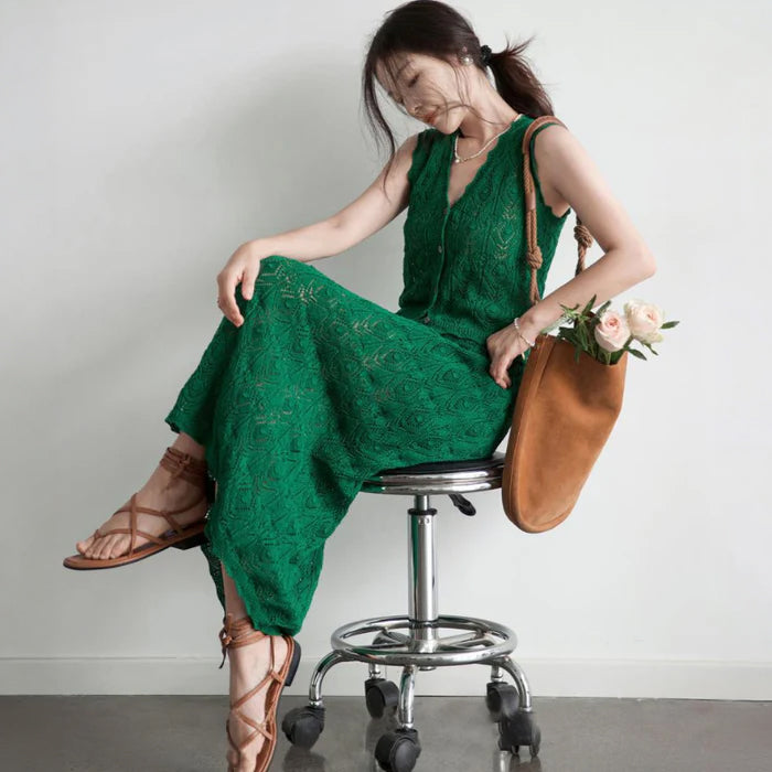 クロッシェレーストップス×スカート(2colors)