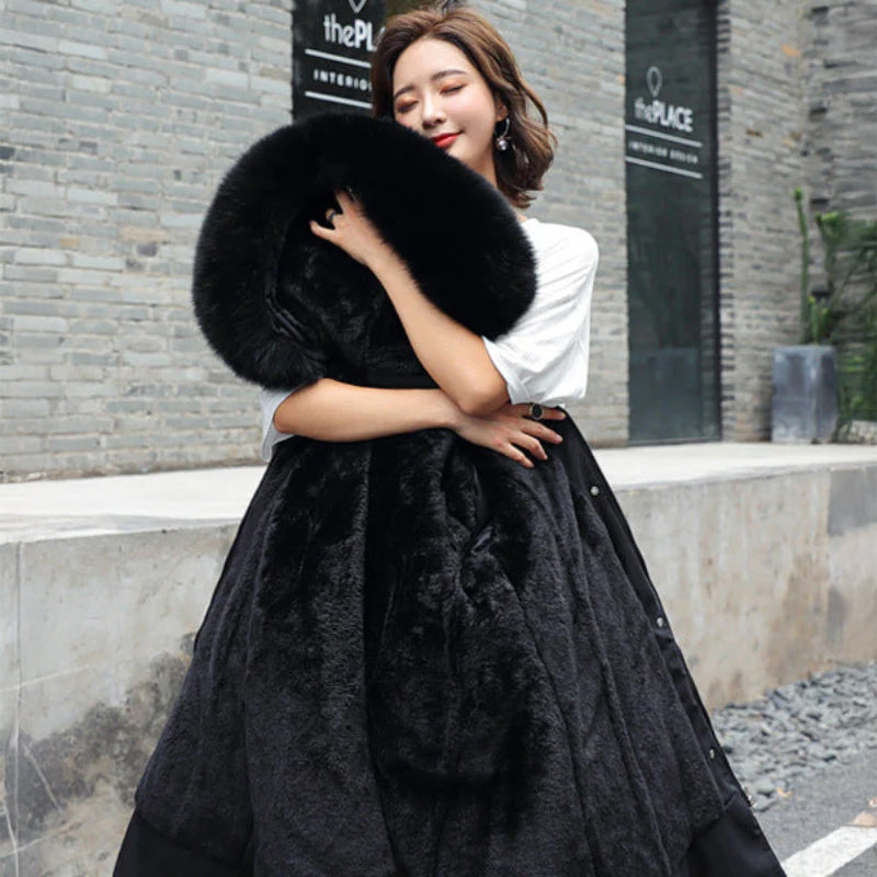 ボリュームファーフード付き厚手コート(5colors)