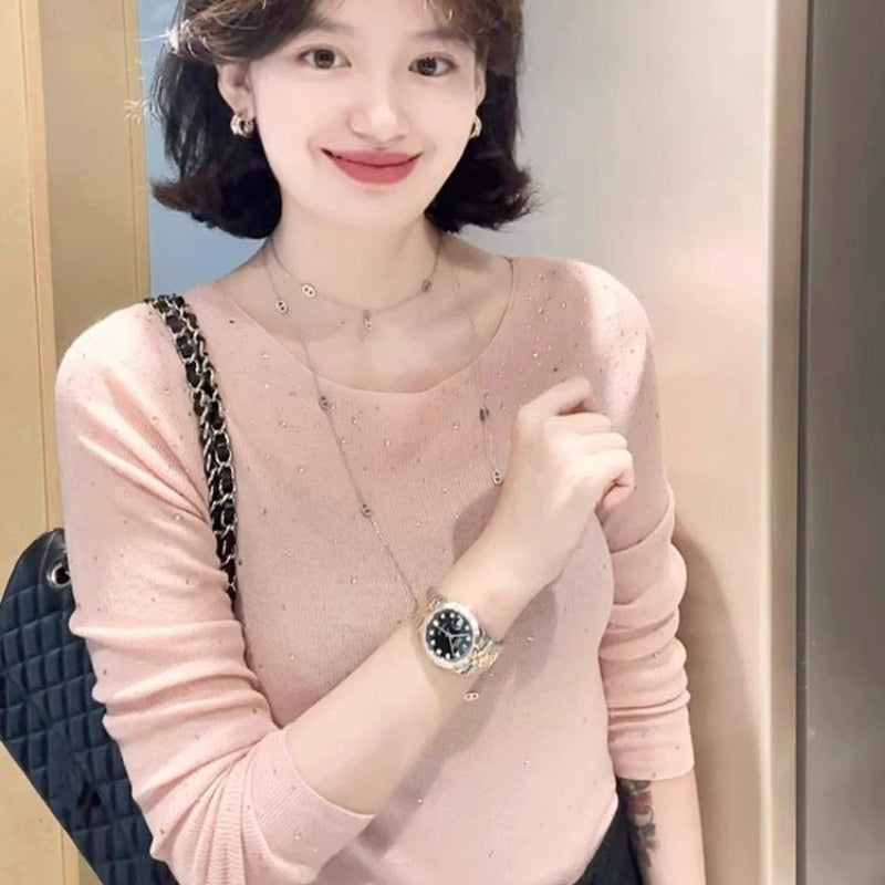 ラインストーンニットトップス(3colors)