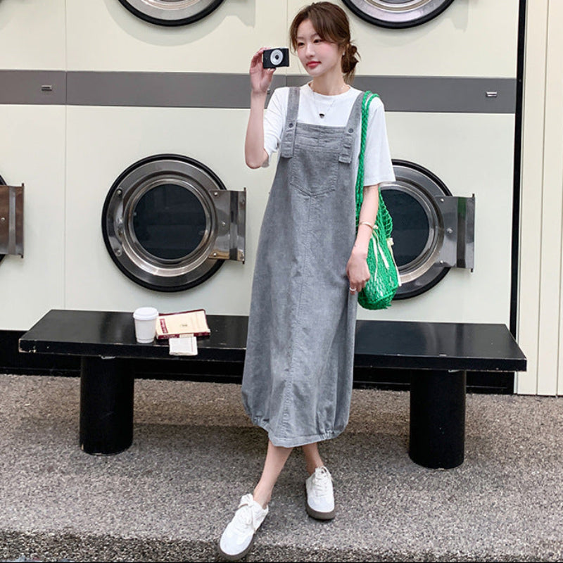 ナチュラルTシャツ×サロペットスカートセットアップ