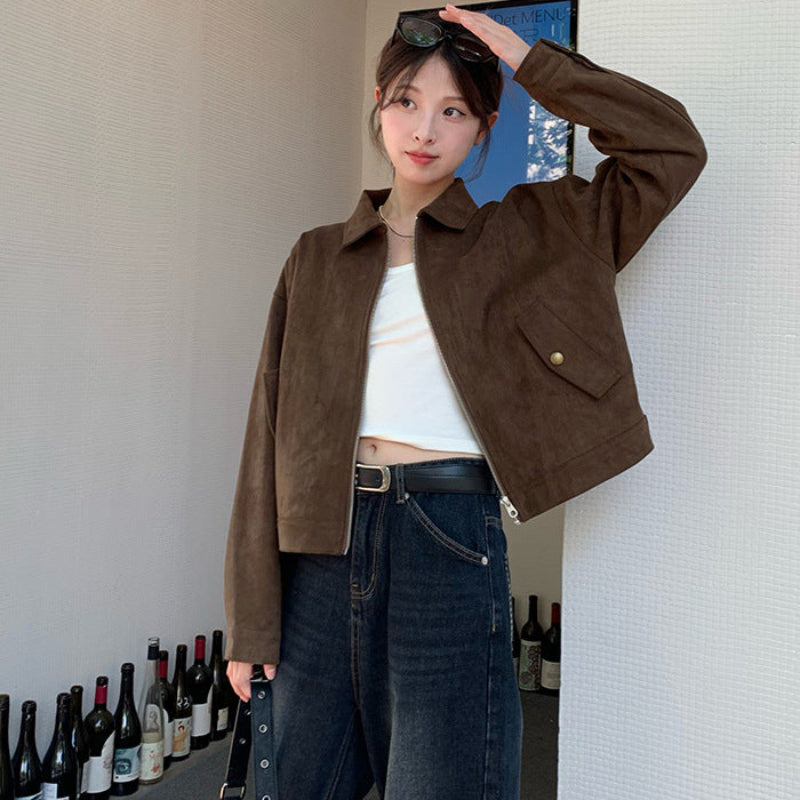 ブラウンフェイクスエードジャケット