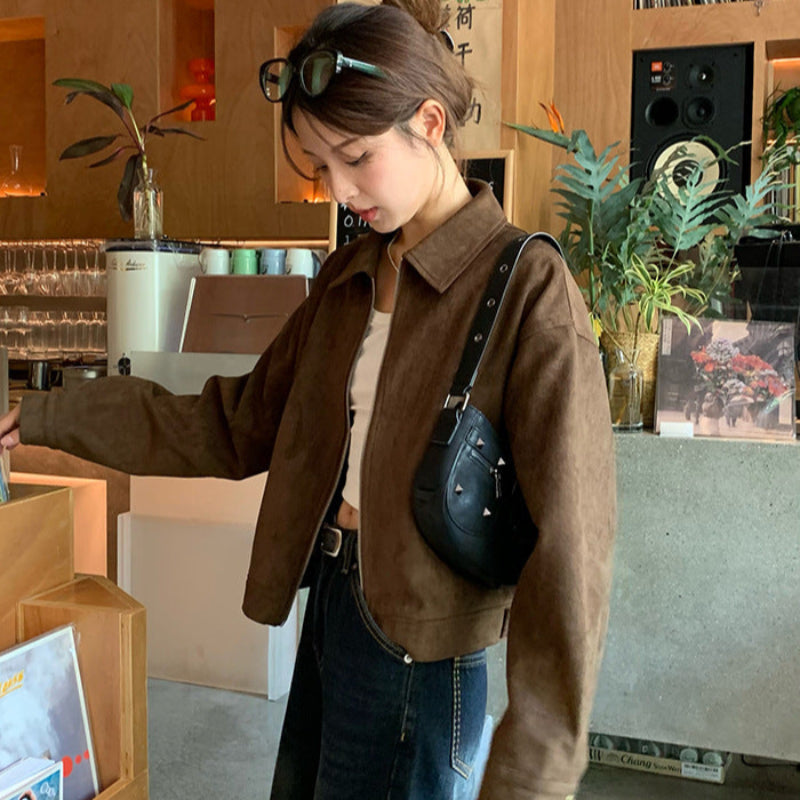 ブラウンフェイクスエードジャケット