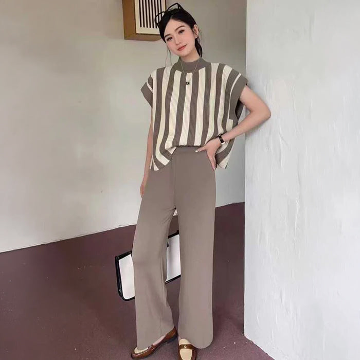 ストライプニット×リラックスパンツ(6colors)