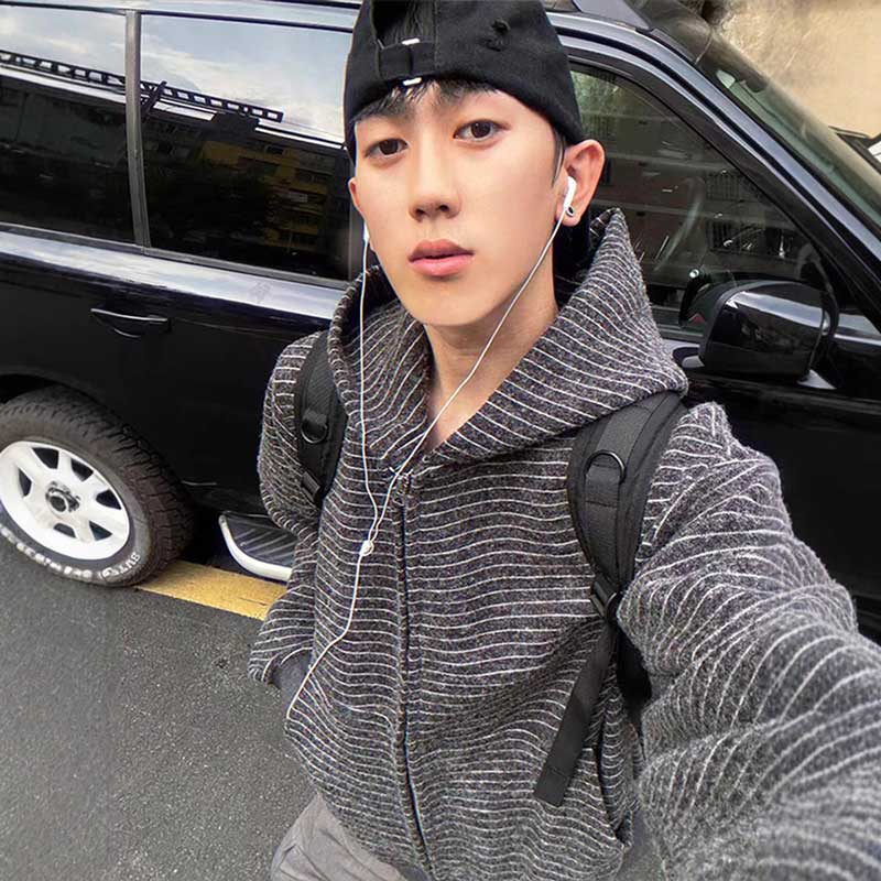 ボーダージップアップフーディー(2colors)