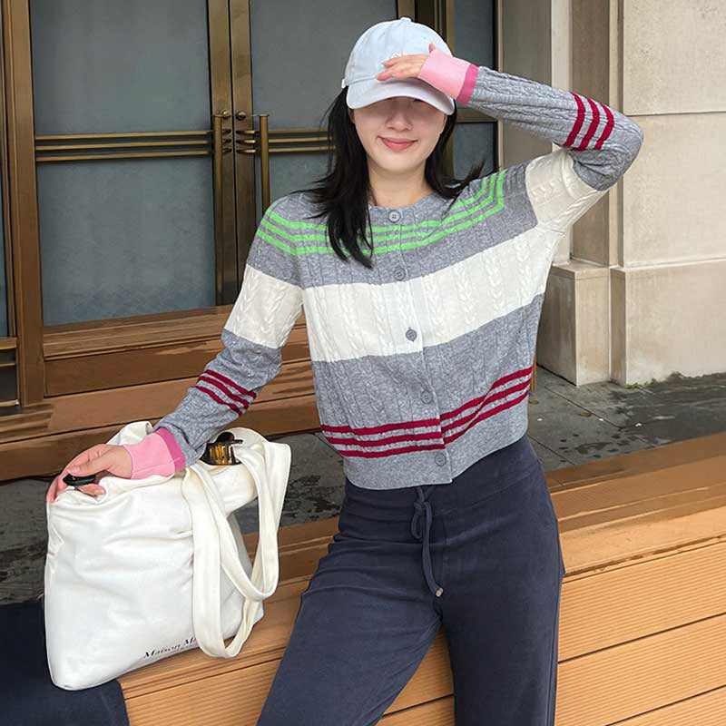 ボーダーケーブルカーディガン(2colors)