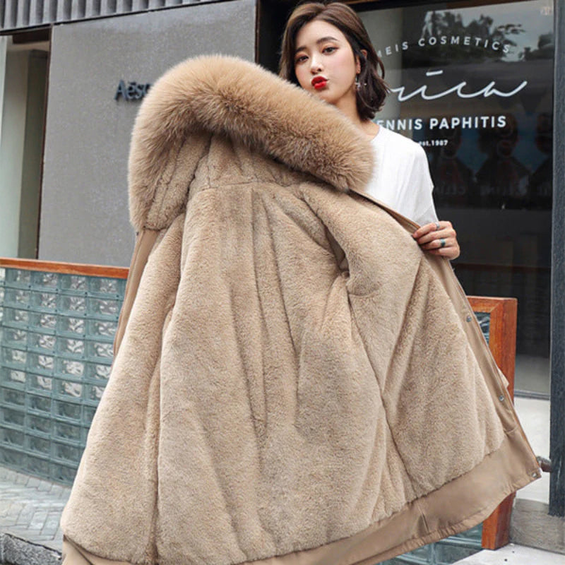 ボリュームファーフード付き厚手コート(5colors)