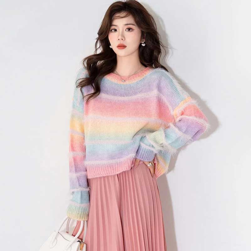 グラデーションボーダーシャギーニット(4colors)