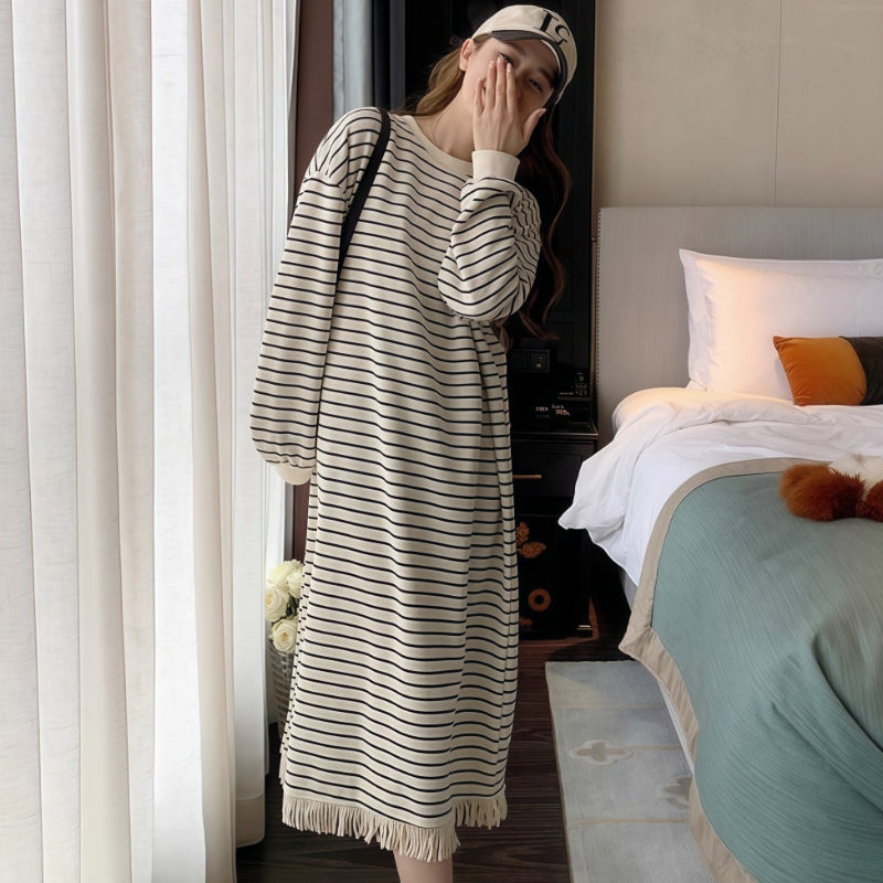 フリンジデザインボーダーワンピース