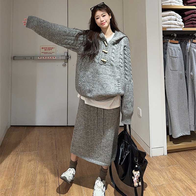 フード付きダッフルニット