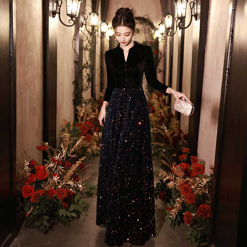 グリッターベルベットワンピース