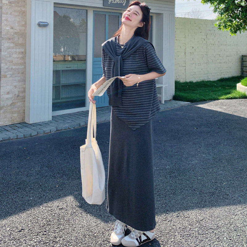 ショールデザイントップス×スカートセット