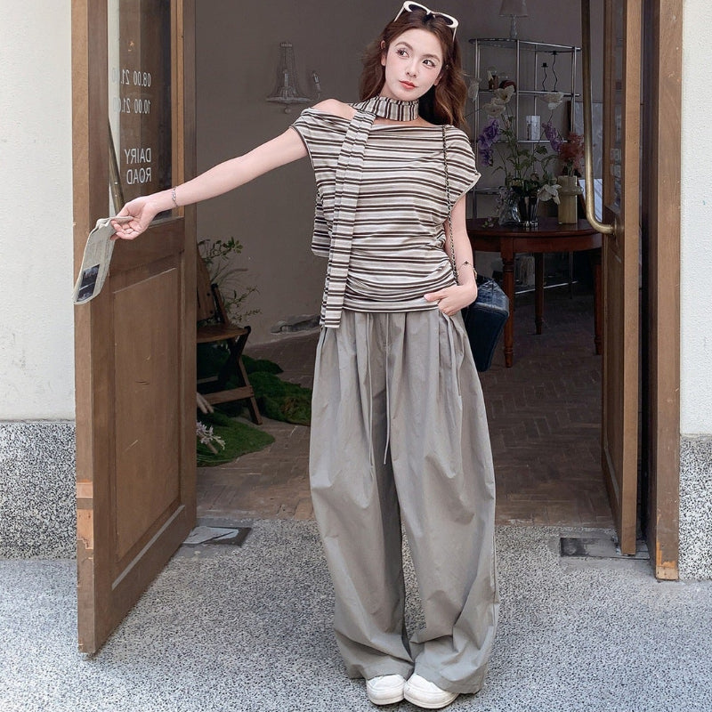 美品】ENFOLDセットアップ パンツ アシンメトリー ホワイ系 M L