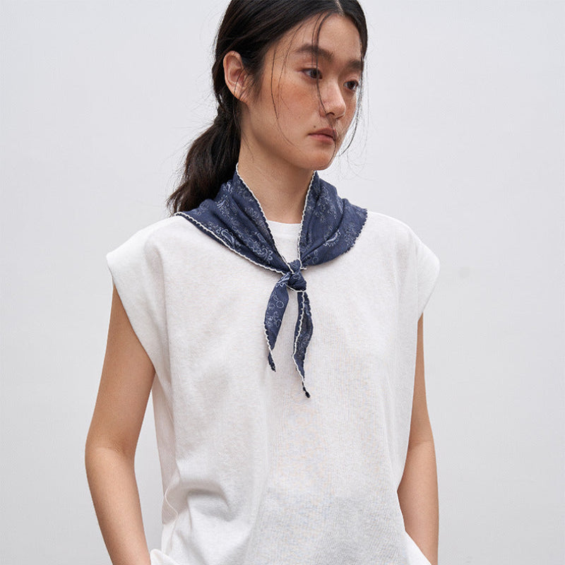 スカーフ付きフレンチスリーブTシャツ (2colors)