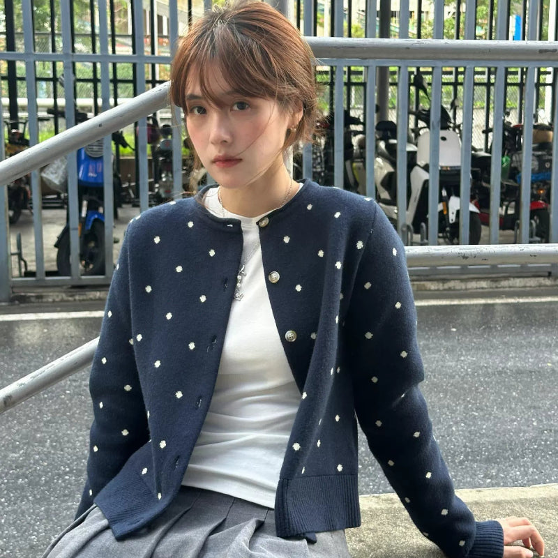 ネイビードットカーディガン