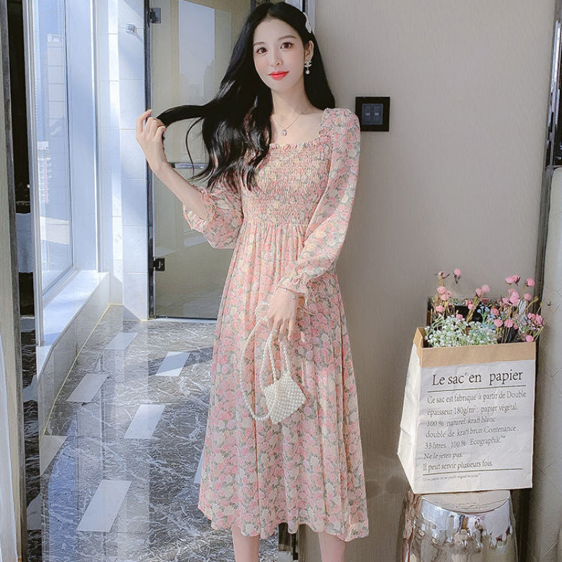 シフォンフラワーワンピース(2colors)