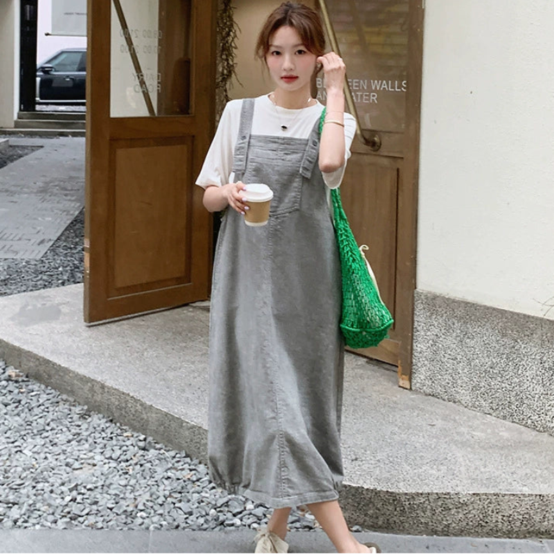 ナチュラルTシャツ×サロペットスカートセットアップ