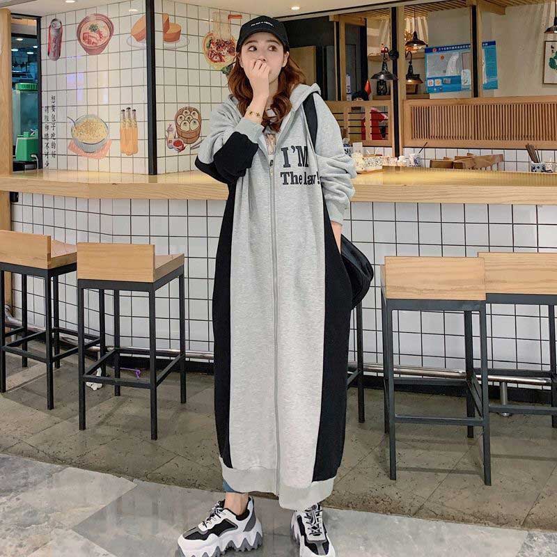 ロングジップアップパーカーワンピース