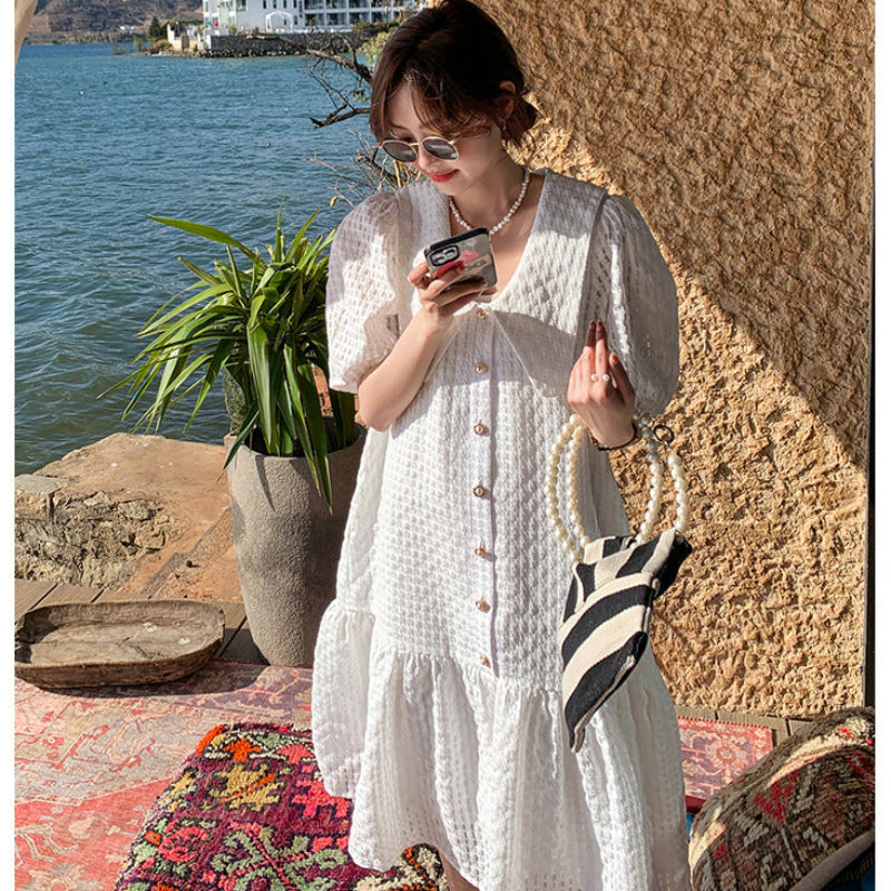 ビッグカラーレースワンピース