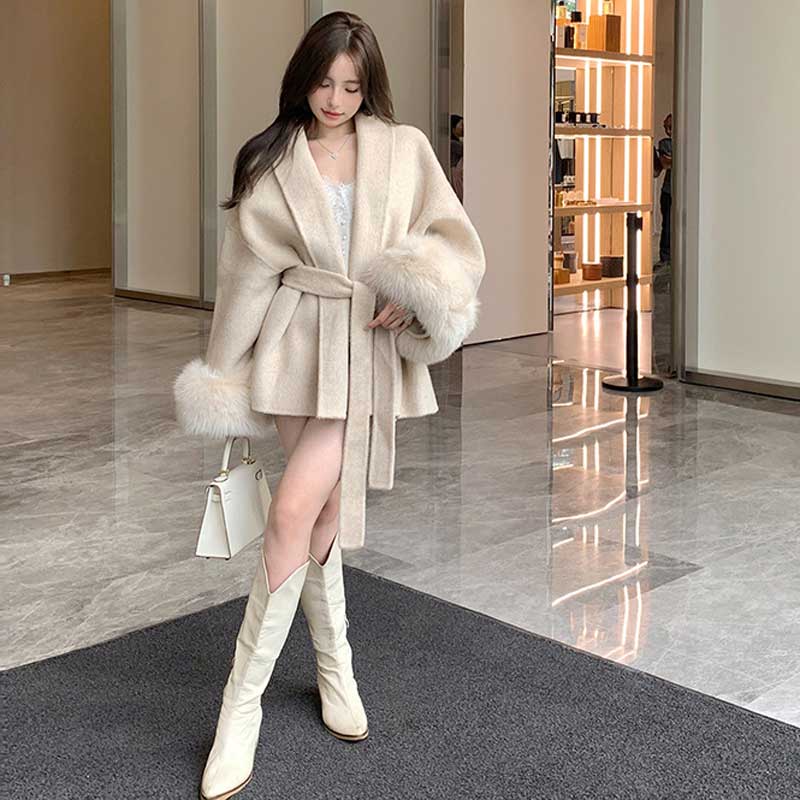 ファーカフスローブコート(2colors)