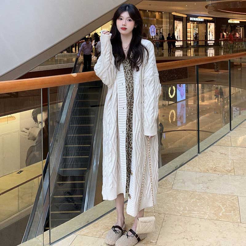 ケーブル編みロングニットカーディガン(4colors)