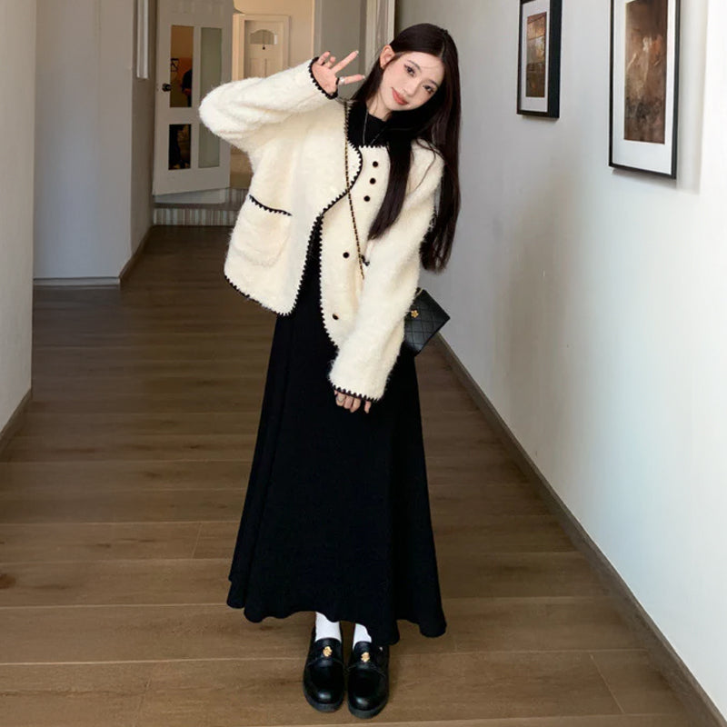 ハイネックフレアニットワンピース(2colors)