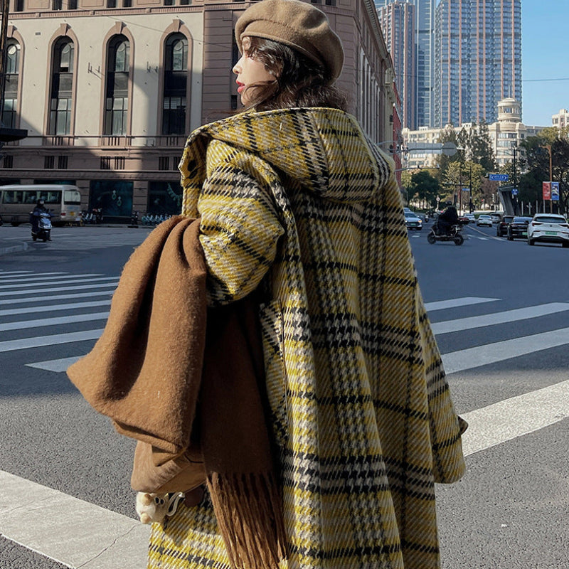 イエローチェックダッフルコート