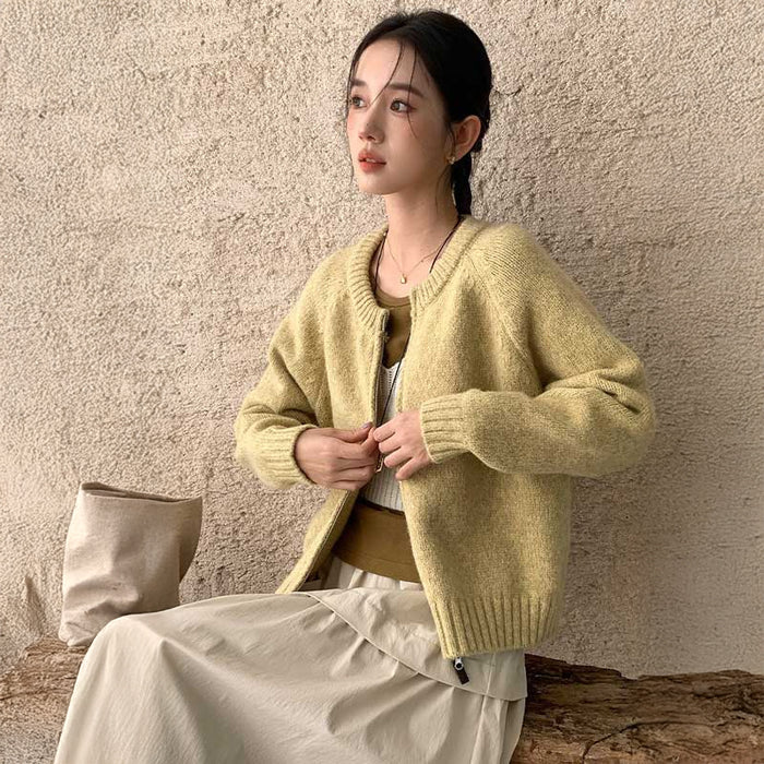 ラウンドネックニットカーディガン(4colors)