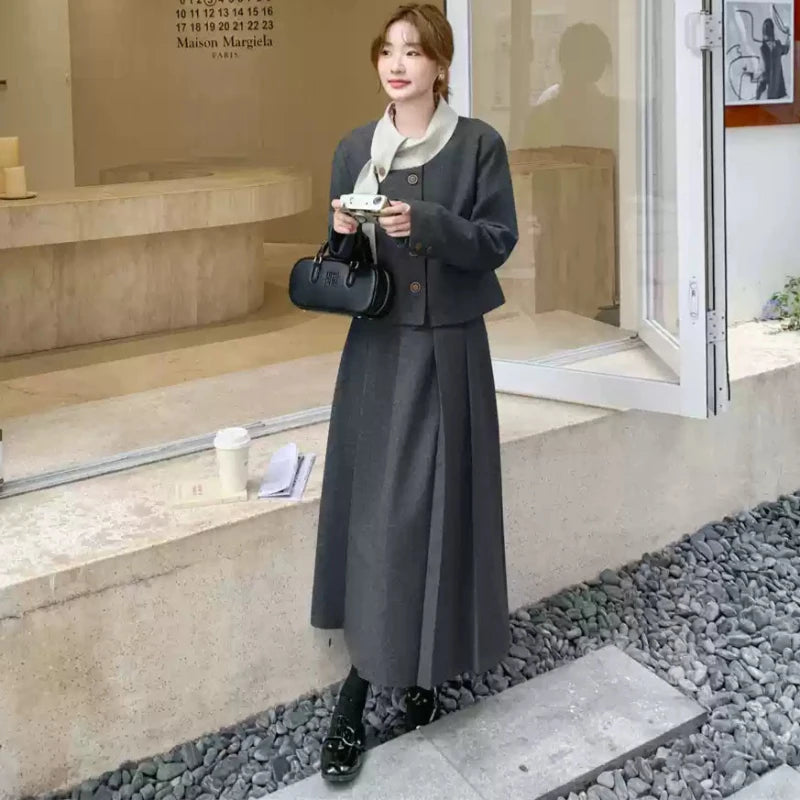 スカーフデザインジャケット×スカートセットアップ(2colors スカーフデザインジャケット×スカートセットアップ(2colors