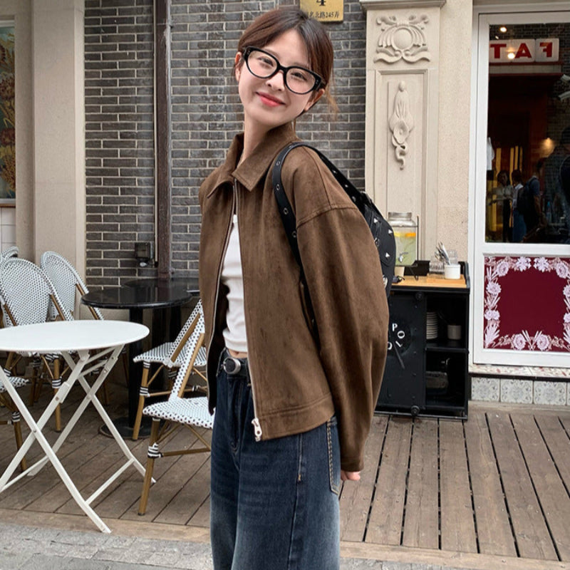 ブラウンフェイクスエードジャケット