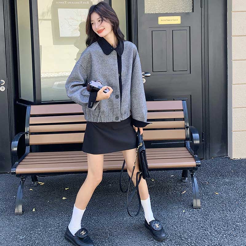 ツートンショートブルゾン