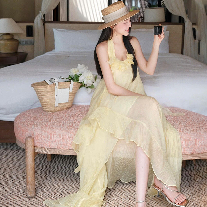 アシンメトリーホルターネックワンピース(3colors)