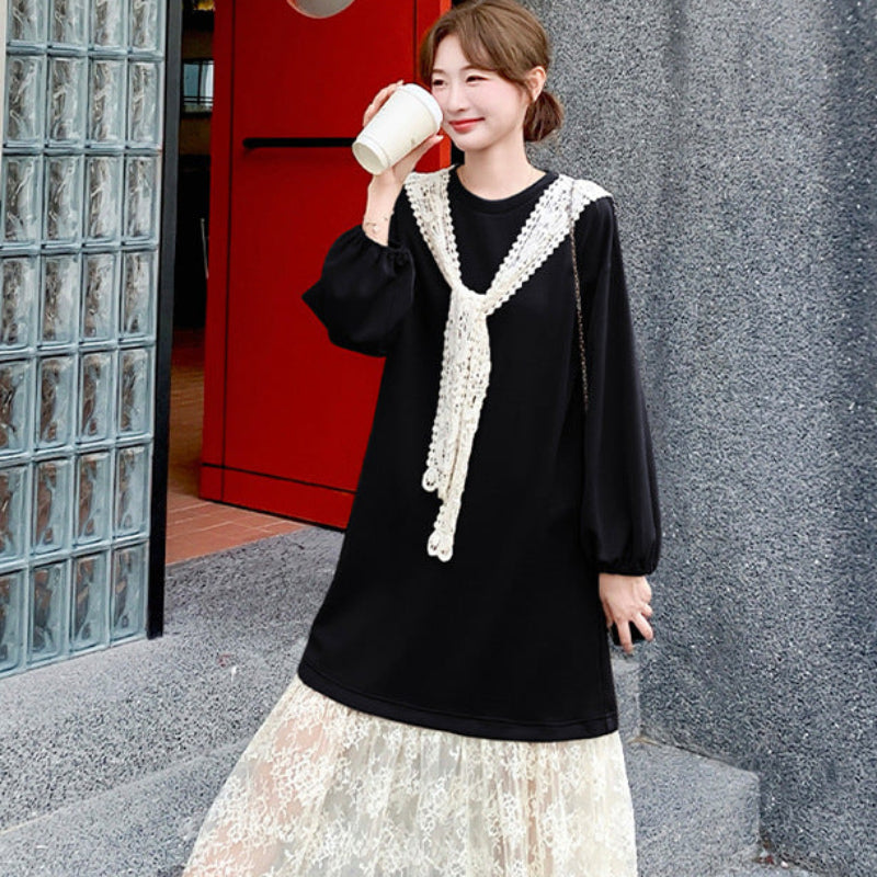 レース切り替えデザインワンピース(2colors)