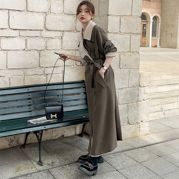 バイカラーレイヤード風ガウンチェスターコート