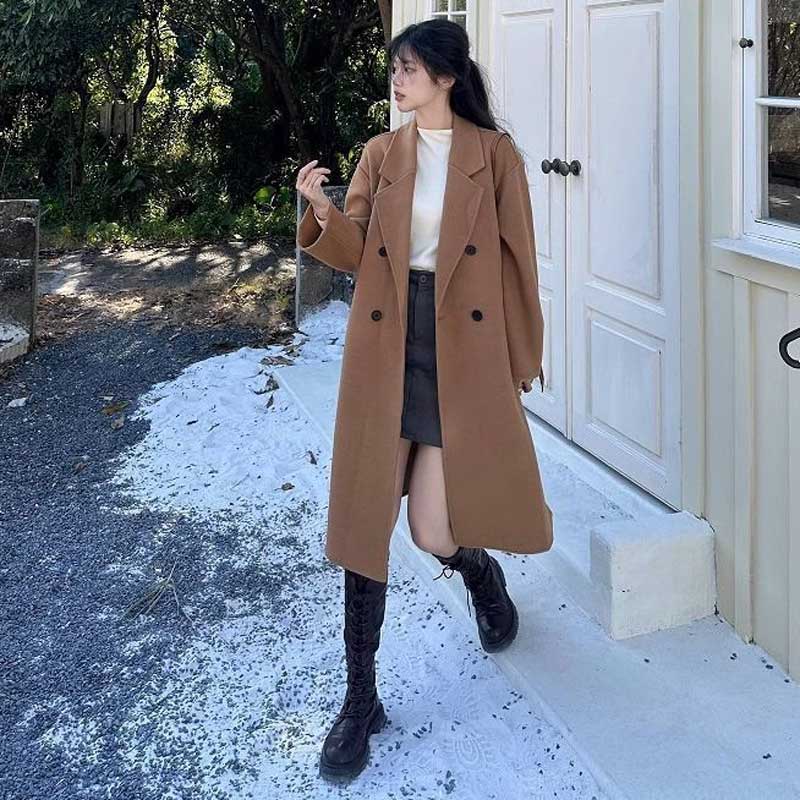 シンプルダブルボタンコート(5colors)