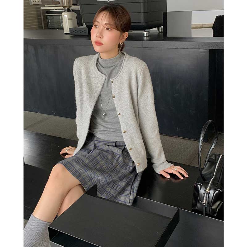 クルーネックベーシックカーディガン(2colors)