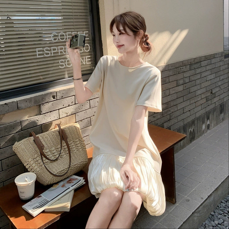 ハーフスリーブバルーンスカートワンピース