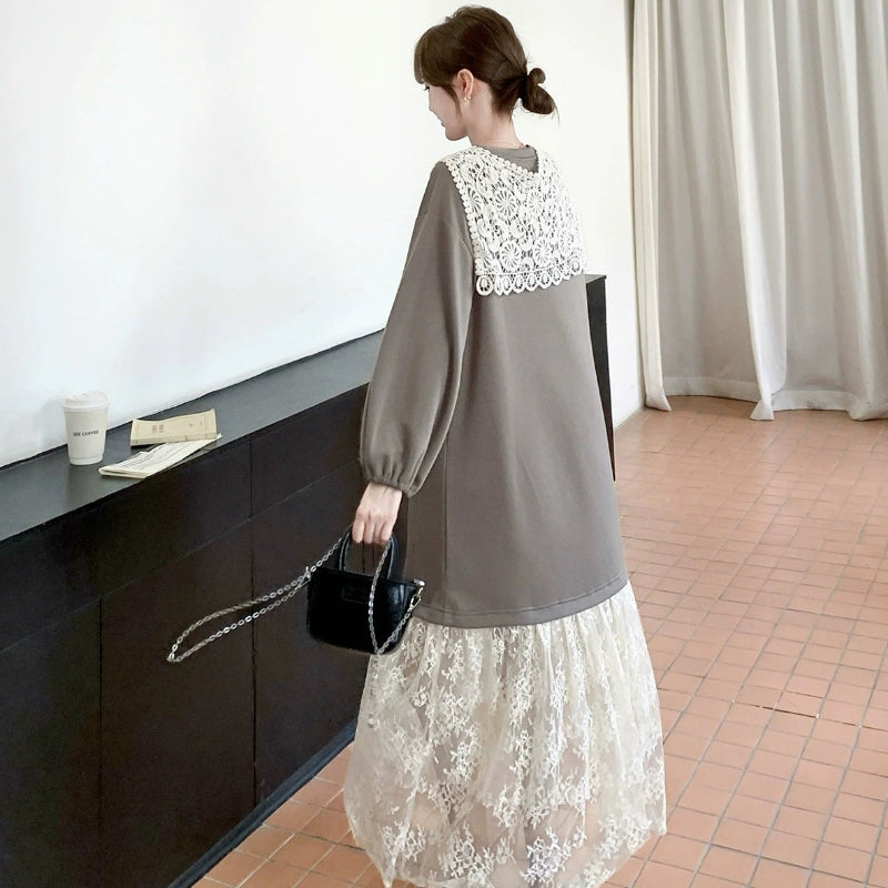 レース切り替えデザインワンピース(2colors)