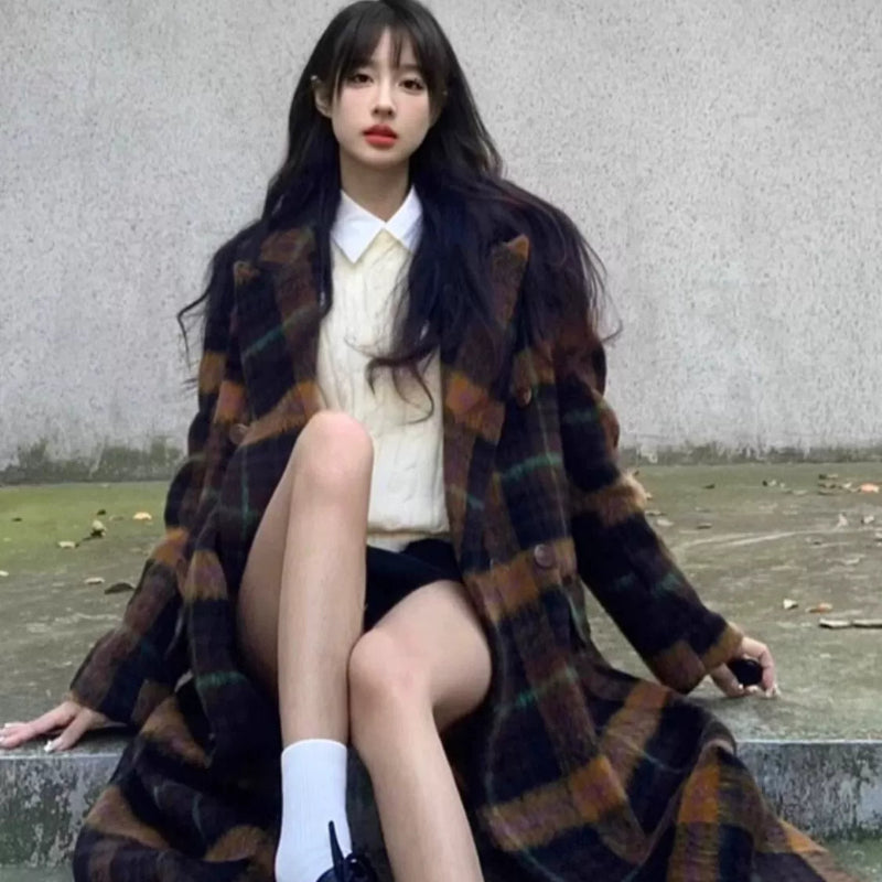 レトロチェックロングコート