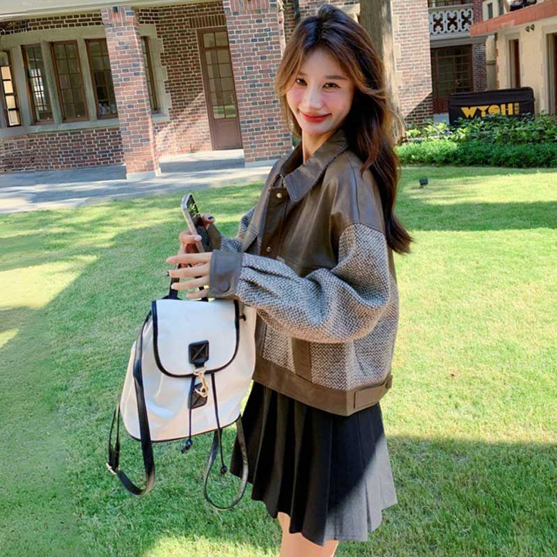 異素材コンビレザージャケット